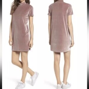 Madewell Velvet Mock Neck Mini Dress in Frosty Mauve size women’s XL